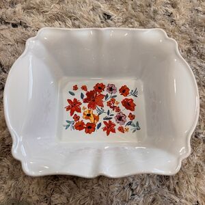 PIONEER WOMAN Style Oven To Table Casserole Dish Floral Pattern Red Baking
